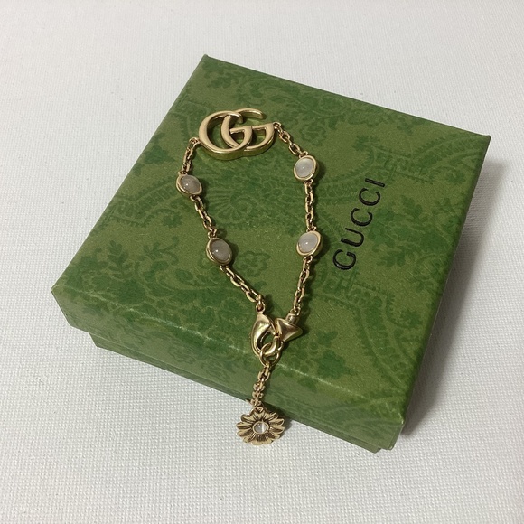 Gucci GG Vintage Gold Stone Bracelet - Picture 1 of 4